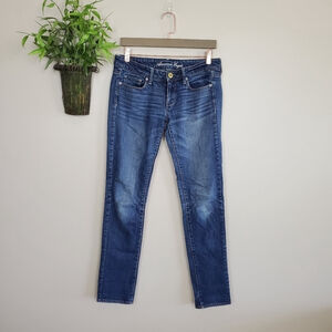 American Eagle Skinny Jegging Low Rise Medium Wash Light Stretch Jeans AE 2 90s
